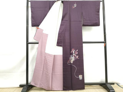 平和屋着物■訪問着　総刺繍　仕覆飾花文　銀糸　正絹　逸品　DABJ5205qa