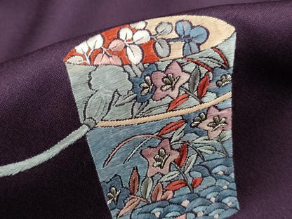 平和屋着物■訪問着　総刺繍　仕覆飾花文　銀糸　正絹　逸品　DABJ5205qa