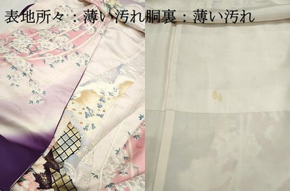 平和屋着物■豪華振袖　刺繍　孔雀花文　暈し染め　金彩　正絹　逸品　DABJ5212qa