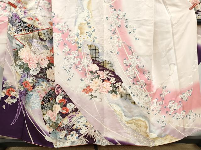 平和屋着物■豪華振袖　刺繍　孔雀花文　暈し染め　金彩　正絹　逸品　DABJ5212qa