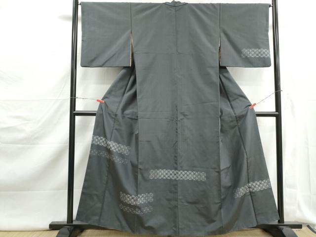 平和屋着物■訪問着　紬地　横段七宝文　正絹　逸品　DABJ5215qa