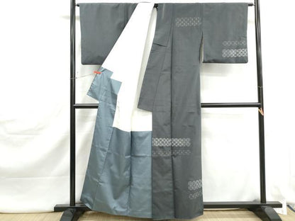平和屋着物■訪問着　紬地　横段七宝文　正絹　逸品　DABJ5215qa