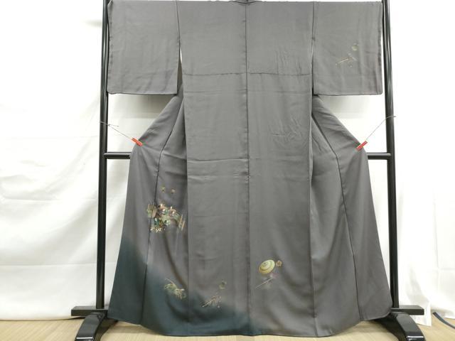 平和屋着物■訪問着　渡橋人物文　暈し染め　金彩　正絹　逸品　DABJ5217qa