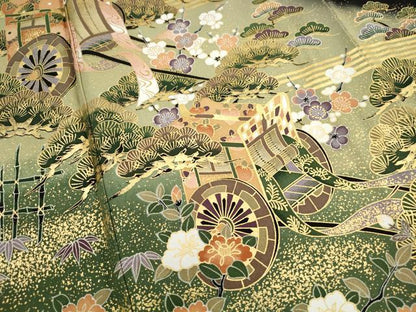 平和屋着物■豪華黒留袖　御所車花松文　暈し染め　金彩　正絹　逸品　DABJ5220qa