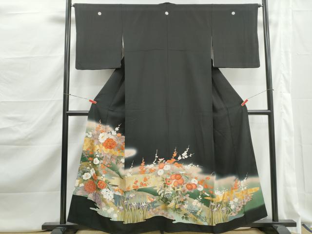 平和屋着物■豪華黒留袖　刺繍　流水鴛鴦花文　暈し染め　金彩　正絹　逸品　DABJ5222qa