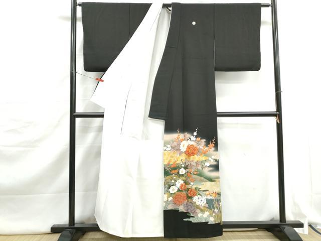 平和屋着物■豪華黒留袖　刺繍　流水鴛鴦花文　暈し染め　金彩　正絹　逸品　DABJ5222qa