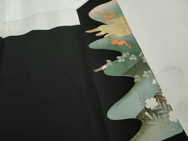 平和屋着物■豪華黒留袖　刺繍　流水鴛鴦花文　暈し染め　金彩　正絹　逸品　DABJ5222qa
