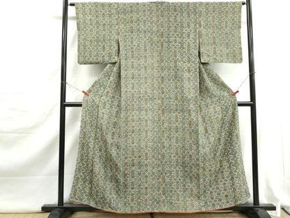 平和屋着物■上質な小紋　扇面花文　正絹　逸品　DABJ5226qa