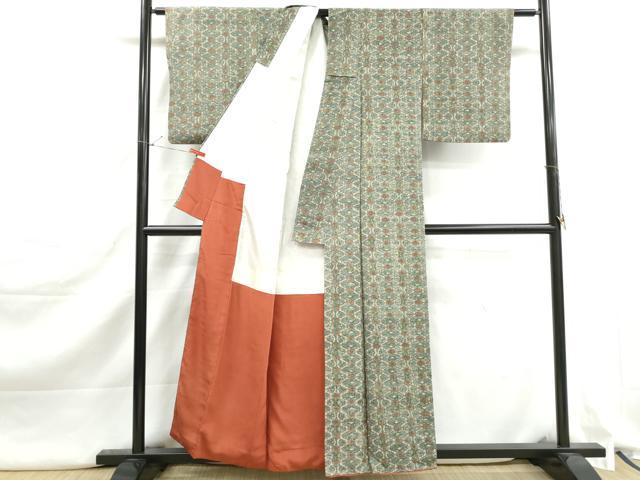 平和屋着物■上質な小紋　扇面花文　正絹　逸品　DABJ5226qa