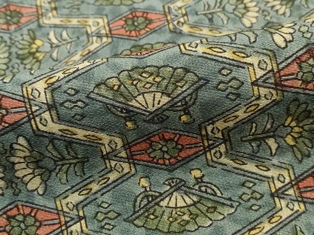 平和屋着物■上質な小紋　扇面花文　正絹　逸品　DABJ5226qa