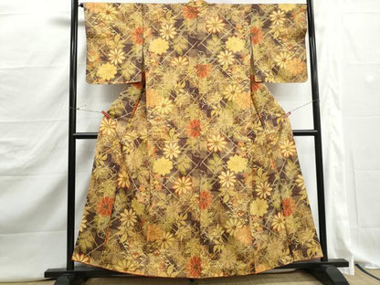 平和屋着物■本場染大島紬　霞舞花文　正絹　逸品　DABJ5227qa