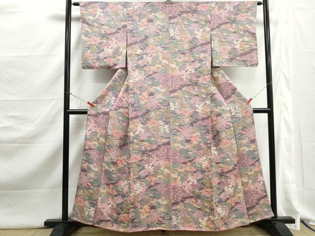 平和屋着物■上質な小紋　風景人物花文　正絹　逸品　DABJ5233qa