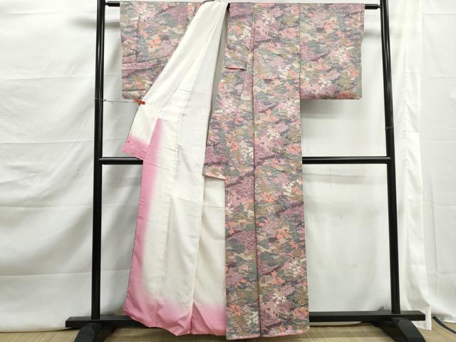 平和屋着物■上質な小紋　風景人物花文　正絹　逸品　DABJ5233qa