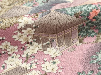 平和屋着物■上質な小紋　風景人物花文　正絹　逸品　DABJ5233qa