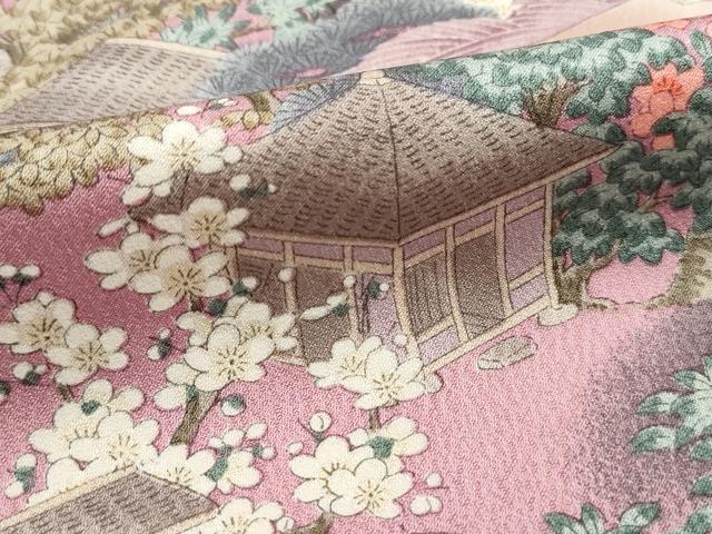 平和屋着物■上質な小紋　風景人物花文　正絹　逸品　DABJ5233qa