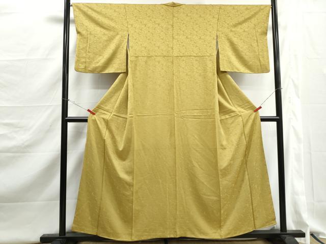 平和屋着物■上質な色無地　銀杏尽くし地紋　芥子色　正絹　逸品　DABJ5238qa