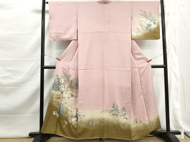 平和屋着物■訪問着　作家物　螺鈿　渡橋風景花文　清水寺　金銀彩　正絹　逸品　DABJ5241qa