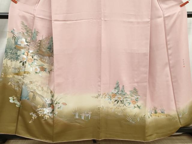 平和屋着物■訪問着　作家物　螺鈿　渡橋風景花文　清水寺　金銀彩　正絹　逸品　DABJ5241qa