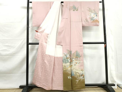 平和屋着物■訪問着　作家物　螺鈿　渡橋風景花文　清水寺　金銀彩　正絹　逸品　DABJ5241qa