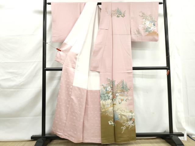 平和屋着物■訪問着　作家物　螺鈿　渡橋風景花文　清水寺　金銀彩　正絹　逸品　DABJ5241qa