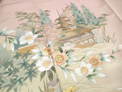 平和屋着物■訪問着　作家物　螺鈿　渡橋風景花文　清水寺　金銀彩　正絹　逸品　DABJ5241qa