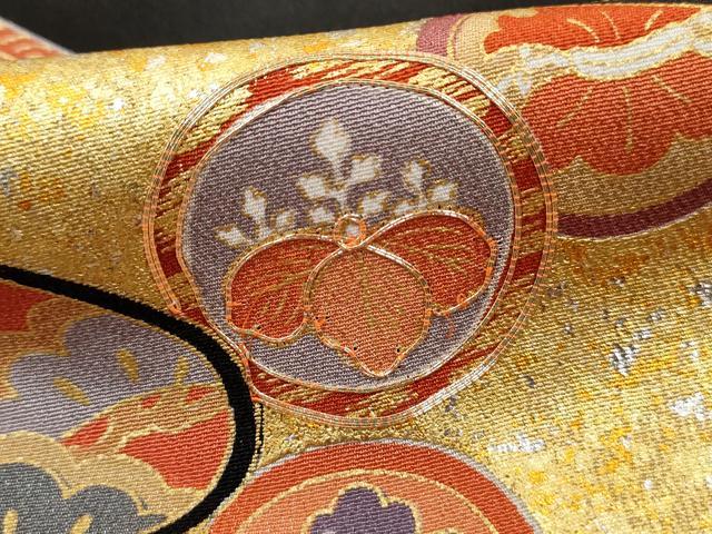 平和屋着物■豪華黒留袖　駒刺繍　扇面吉祥花文　金銀彩　正絹　逸品　DABJ5242qa