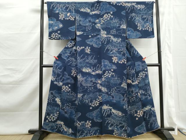 平和屋着物■上質な小紋　風景花文　暈し染め　正絹　逸品　DABJ5244qa