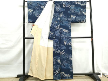 平和屋着物■上質な小紋　風景花文　暈し染め　正絹　逸品　DABJ5244qa