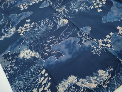 平和屋着物■上質な小紋　風景花文　暈し染め　正絹　逸品　DABJ5244qa