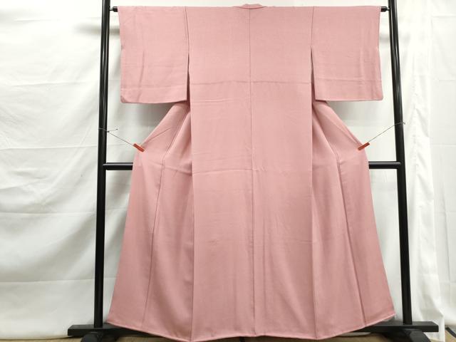 平和屋着物■上質な色無地　霞地紋　珊瑚色　正絹　逸品　DABJ5259qa