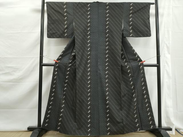 平和屋着物■上質な紬　斜縞文　正絹　逸品　DABJ5261qa