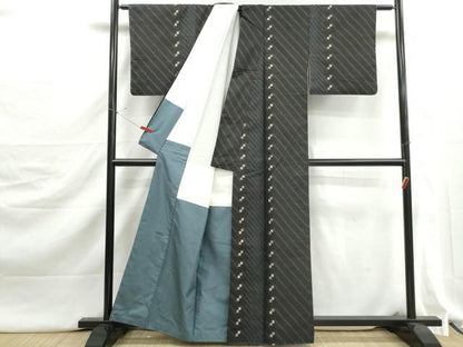 平和屋着物■上質な紬　斜縞文　正絹　逸品　DABJ5261qa