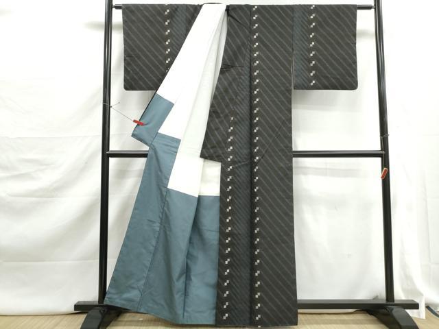 平和屋着物■上質な紬　斜縞文　正絹　逸品　DABJ5261qa