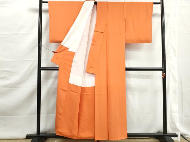 平和屋着物■上質な色無地　照柿色　正絹　逸品　DABJ5264qa