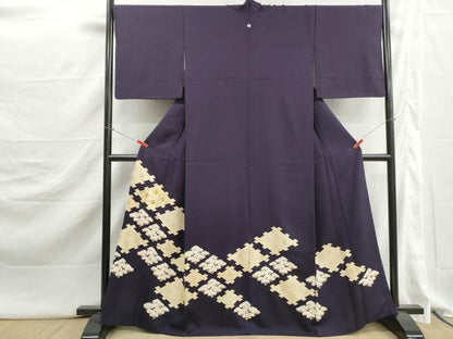 平和屋着物■豪華色留袖　駒刺繍　格子花松文　金彩　正絹　逸品　DABJ5265qa