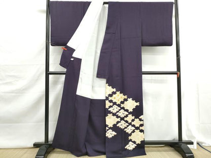 平和屋着物■豪華色留袖　駒刺繍　格子花松文　金彩　正絹　逸品　DABJ5265qa