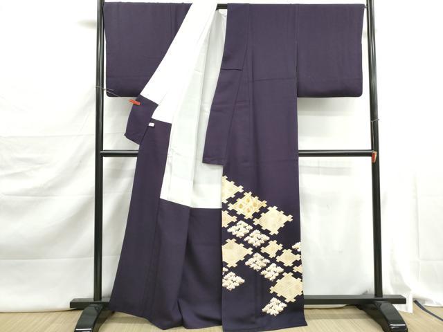 平和屋着物■豪華色留袖　駒刺繍　格子花松文　金彩　正絹　逸品　DABJ5265qa