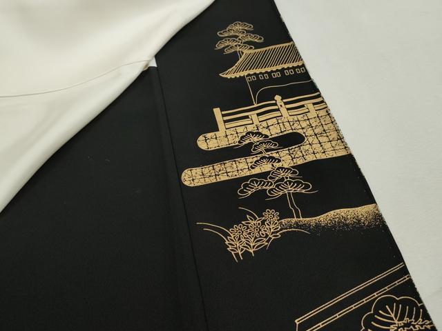 平和屋着物■豪華黒留袖　作家物　人物風景花文　御所の華　金彩　正絹　逸品　DABJ5266qa