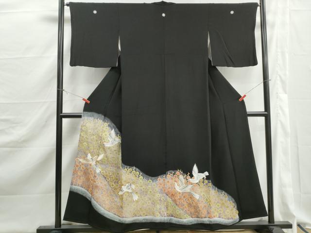 平和屋着物■豪華黒留袖　駒刺繍　花鳥文　金彩　正絹　逸品　DABJ5267qa