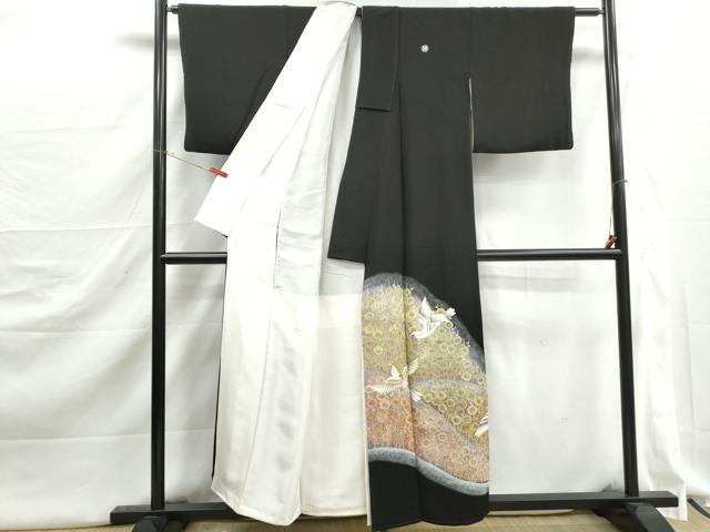 平和屋着物■豪華黒留袖　駒刺繍　花鳥文　金彩　正絹　逸品　DABJ5267qa