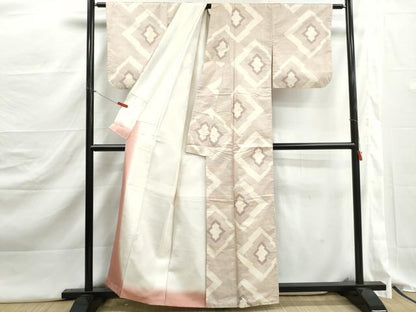 平和屋着物■本場大島紬　白大島　松皮菱文　正絹　逸品　DABJ5268qa