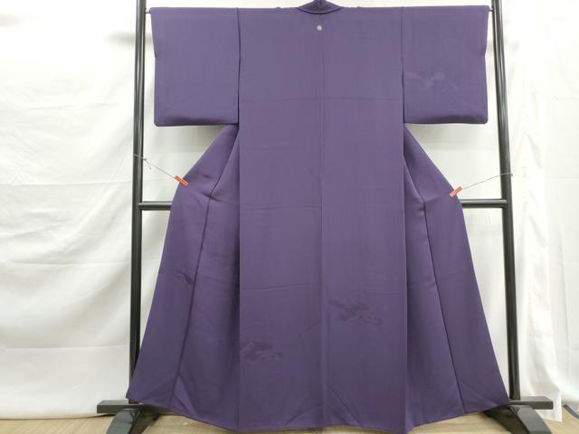平和屋着物■無地絵羽訪問着　几帳エ霞花地紋　濃鼠色　正絹　逸品　DABJ5269qa