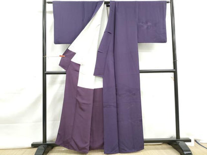 平和屋着物■無地絵羽訪問着　几帳エ霞花地紋　濃鼠色　正絹　逸品　DABJ5269qa