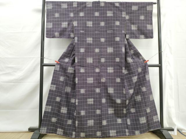 平和屋着物■上質な紬　井桁絣　正絹　逸品　DABJ5271qa