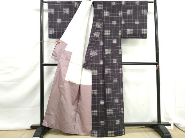 平和屋着物■上質な紬　井桁絣　正絹　逸品　DABJ5271qa