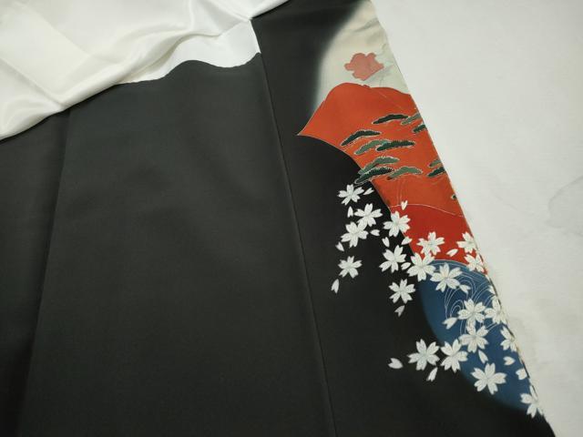 平和屋着物■豪華黒留袖　風景樹林文　暈し染め　金銀彩　正絹　逸品　DABJ5276qa