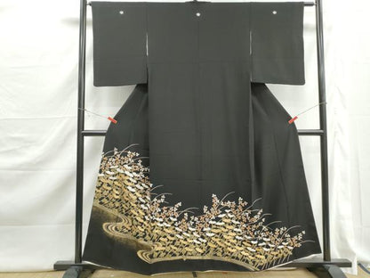 平和屋着物■豪華黒留袖　流水裏菊文　金彩　正絹　逸品　DABJ5277qa