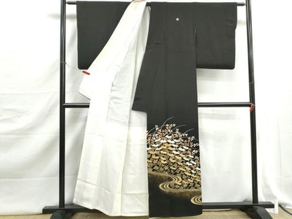 平和屋着物■豪華黒留袖　流水裏菊文　金彩　正絹　逸品　DABJ5277qa