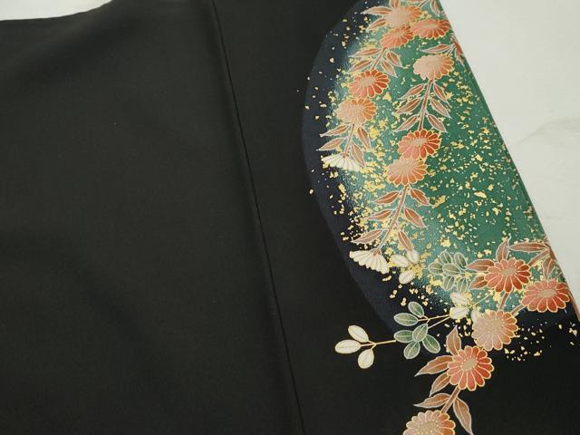 平和屋着物■豪華黒留袖　地紙枝花文　暈し染め　金彩　正絹　逸品　DABJ5278qa