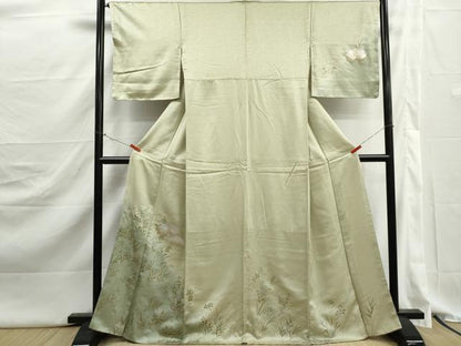 平和屋着物■訪問着　地紙草花文　暈し染め　金銀彩　正絹　逸品　DABJ5279qa